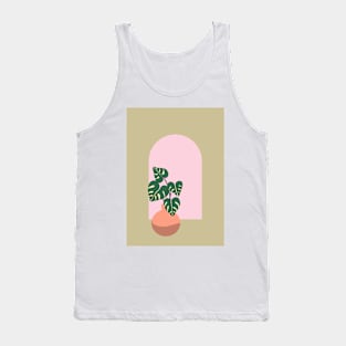 Monstera plant and arched window - matcha green Tank Top